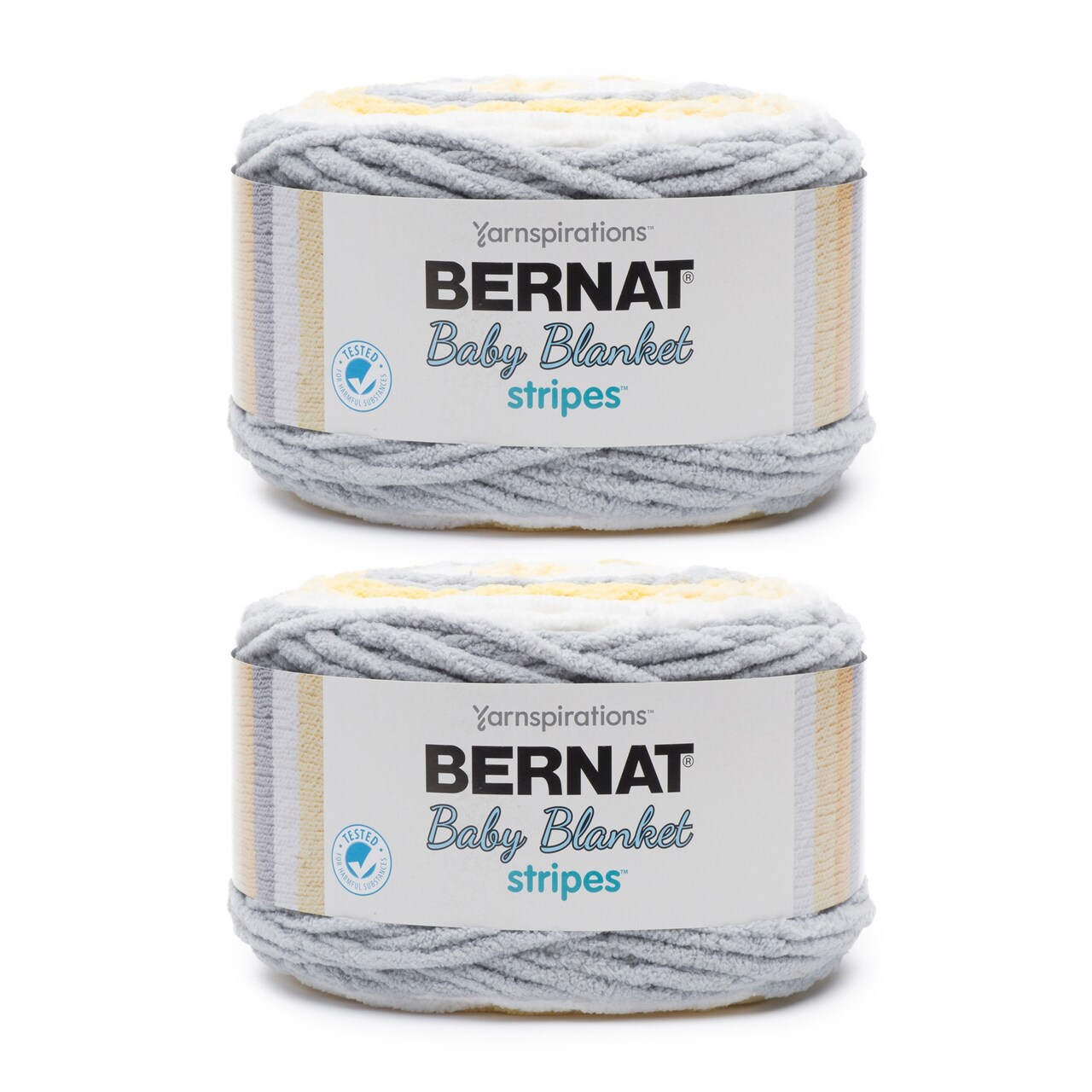 Bernat Baby Blanket Stripes Sunshine Yarn - 2 Pack of 300g/10.5oz - Polyester - 6 Super Bulky - 220 Yards - Knitting/Crochet